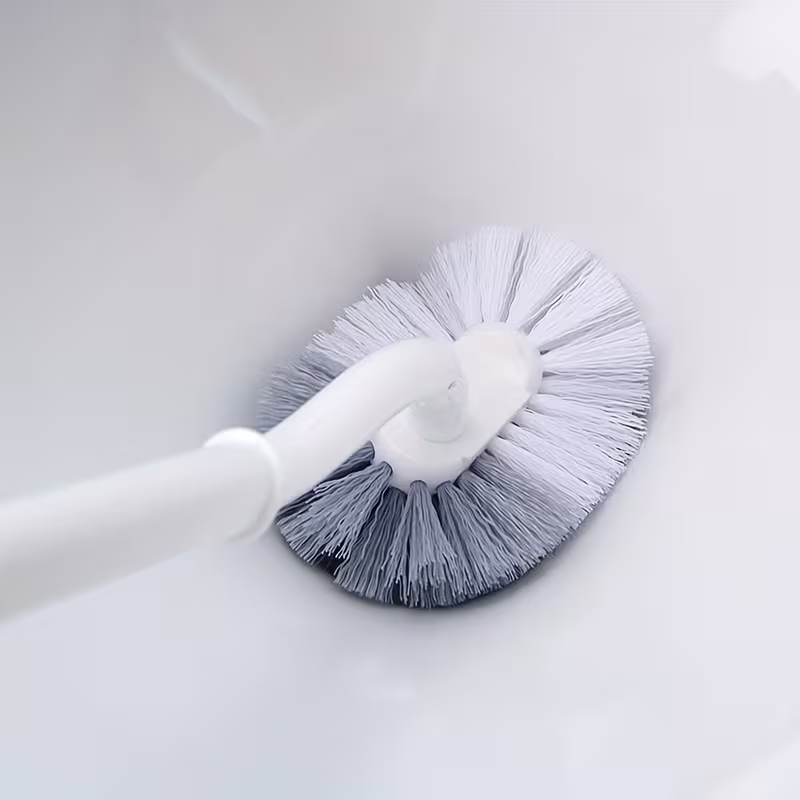 Ergonomic C-Shaped Long Handle Toilet Brush with Groove Cleaning Head