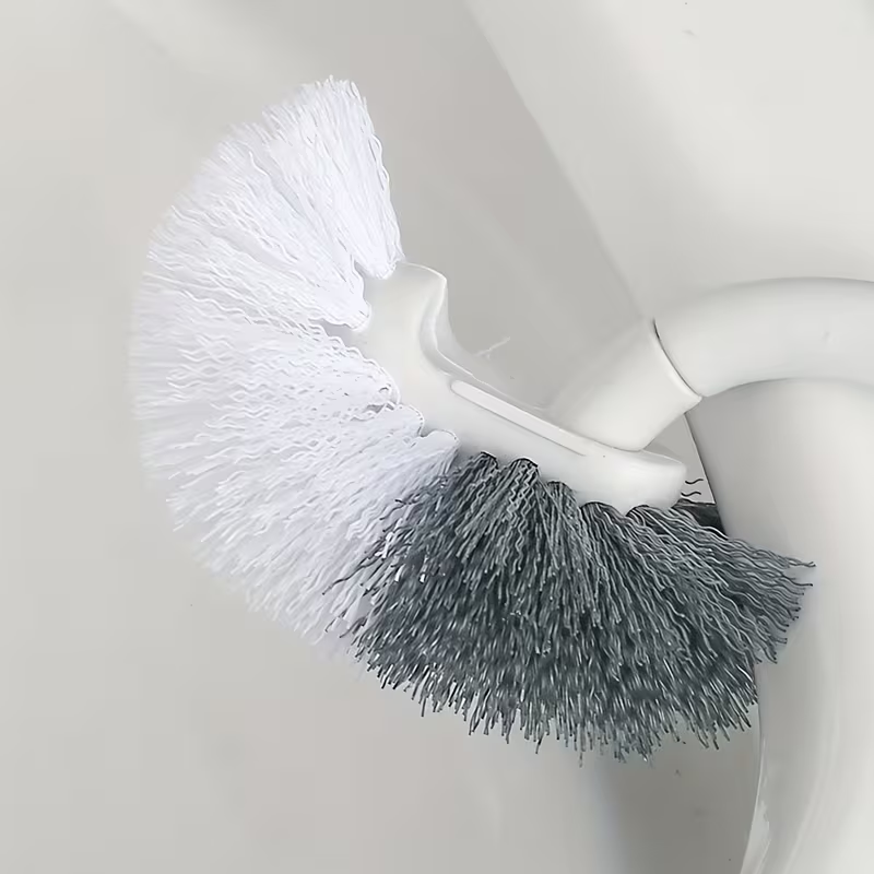 Ergonomic C-Shaped Long Handle Toilet Brush with Groove Cleaning Head
