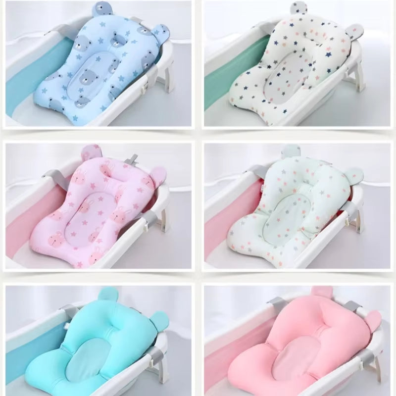 Baby Bathtub Pad Ajustable Bath Support Seat Mat Shower Cushion Newborn Foldable Baby Bath Seat Floating Security Water Pad