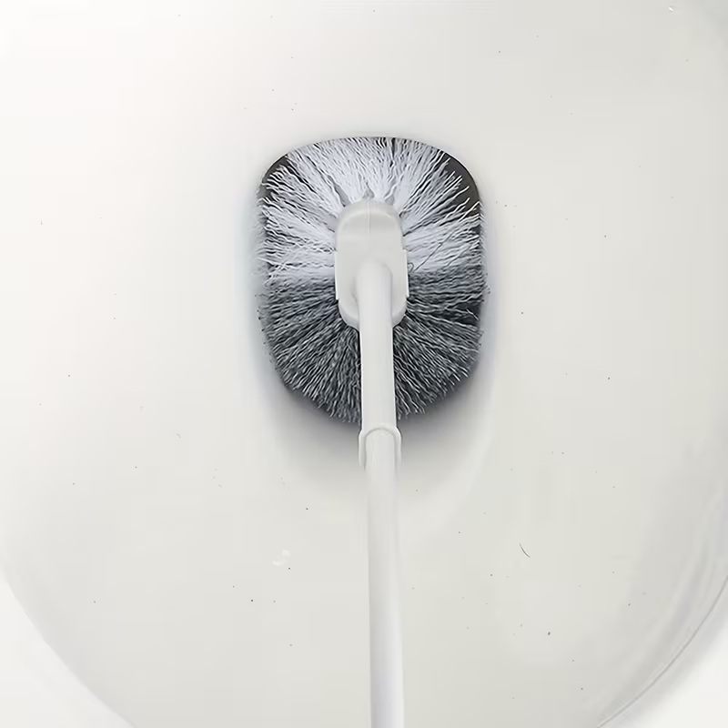 Ergonomic C-Shaped Long Handle Toilet Brush with Groove Cleaning Head