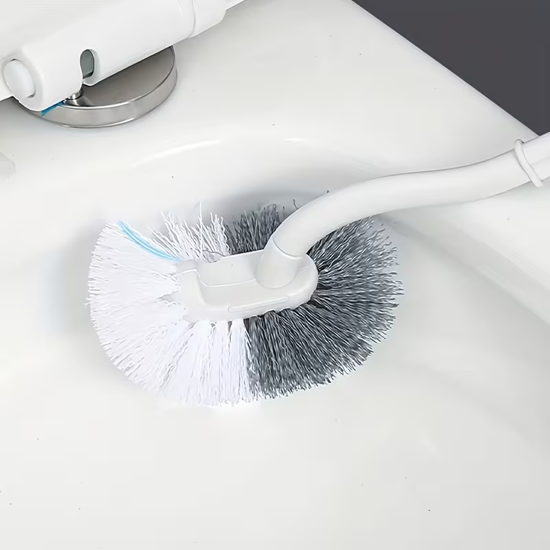 Ergonomic C-Shaped Long Handle Toilet Brush with Groove Cleaning Head