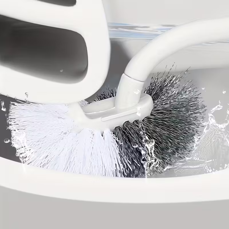 Ergonomic C-Shaped Long Handle Toilet Brush with Groove Cleaning Head