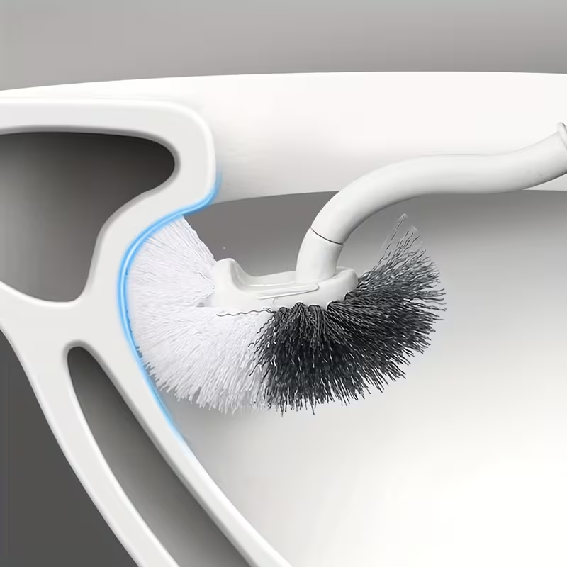 Ergonomic C-Shaped Long Handle Toilet Brush with Groove Cleaning Head